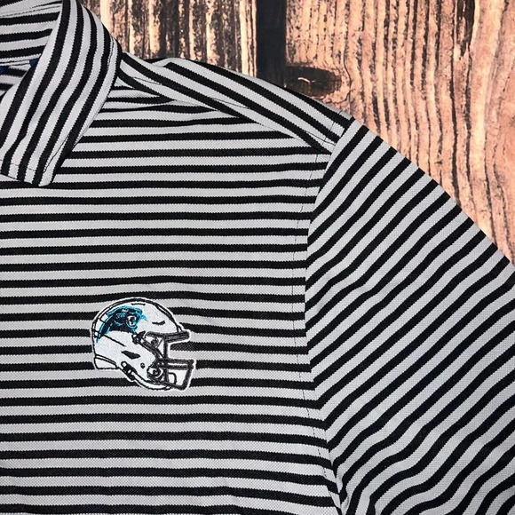 Cutter & Buck Men's‎ Medium Carolina Panthers Short Sleeve Striped Polo Shirt - Picture 2 of 4